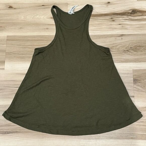 Free People Green Ribbed Racerback Tank Top Women’s Small - Picture 1 of 4